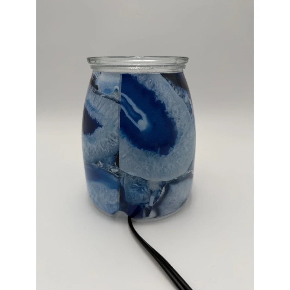 Scentsy‎ Blue Agate Full Size Wax Scent Warmer Zen Stone Slice Bulb Retired Nib